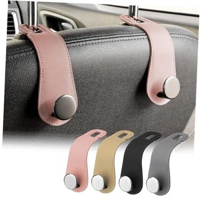  Percha de almacenamiento de asiento de coche de cuero, paquete de 2 ganchos elegantes para carteras 2 piezas rosa Foto 1 de 4