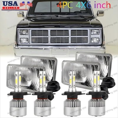 4X 4x6" Led Headlights For GMC C1500 2500 3500 K1500 K2500 K3500 1982-1986 Truck - Image 1 of 4
