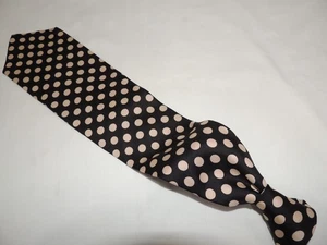 Kenneth Gordon Nordstrom Vintage 100% Silk Black & Beige Polka Dots Necktie Tie - Picture 1 of 7