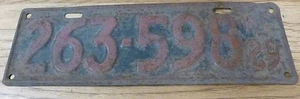 Illinois Nummernschild von 1929 - 59 920 - rustikal 263-598 Ill 1929 - Bild 1 von 5