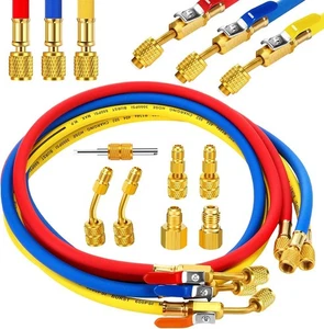 10 Pezzi Tubo Manometro Collettore AC con R410A Mini Split Adattatore Serbatoio Refrige - Foto 1 di 7