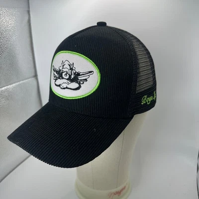 Gorra de camionero de pana Lie negra verde neón con gráfico de ángel para niños Foto 1 de 4