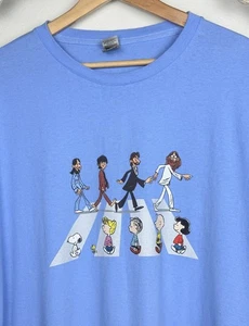 Peanuts In Abbey Road Men’s T-shirt Size 4XL Blue With The Beatles - Picture 1 of 8