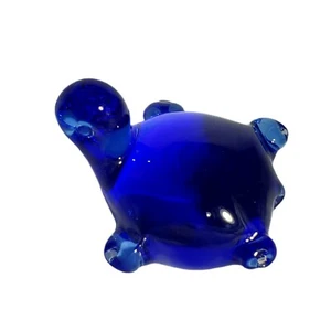 Cobalt Blue Glass Turtle Hand Blown Kiln Made Polished Bottom Paper Weight Gift - Bild 1 von 4