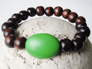 Hypoallergenic Jewelry Green Bracelet Women Jewelry Gift Wood Bracelet Earthy Br - Picture 1 of 4