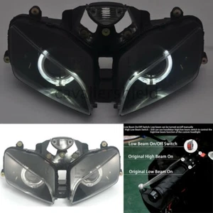 White Angel Eyes Projector Front Headlight Assembly For Honda CBR600RR 2003-2006 - Picture 1 of 12