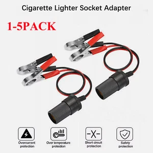 1-5 Car Battery Alligator Clamp Cable Clip Cigarette Lighter Adapter Socket 12V - Picture 1 of 10