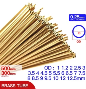 Thin Walled Brass Tube 0.25mm Wall 1-12.5mm OD 300/500mm Length UK - Picture 1 of 30
