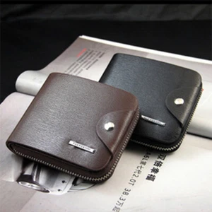 Mens RFID Blocking Zipper Buckle Leather Wallets Short Clutch Money Card Holder - Picture 1 of 10
