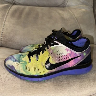 Nike Free TR Fit 5 Tie Dye Volt Galaxy Womens Running Shoes Size 7.5 - Image 1 of 4