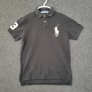 Ralph Lauren Polo Shirt Mens Medium Black Custom Fit Big Pony Knit Short Sleeve - Bild 1 von 13