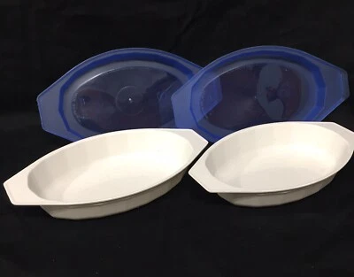 Nordic Ware Microwave 17 oz Oval Casserole Dish with Lid Set Of 2 Made in USA - Image 1 of 4