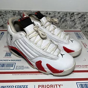 NIKE AIR JORDAN 14 Retro White Red Varsity Basketball Shoes SIZE 6.5Y 487524-100 - Picture 1 of 7