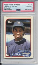 1989 Topps Traded Tiffany Deion Sanders PSA 8