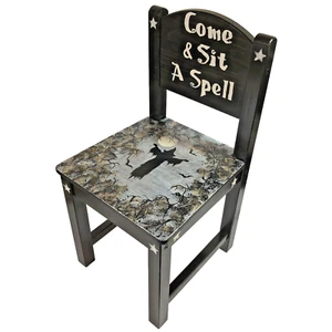 Decoración de Halloween Artesanal Hecho a Mano ÚNICA Silla de Bruja Espíritu Infantil Ven a Siéntate Un Hechizo - Imagen 1 de 12