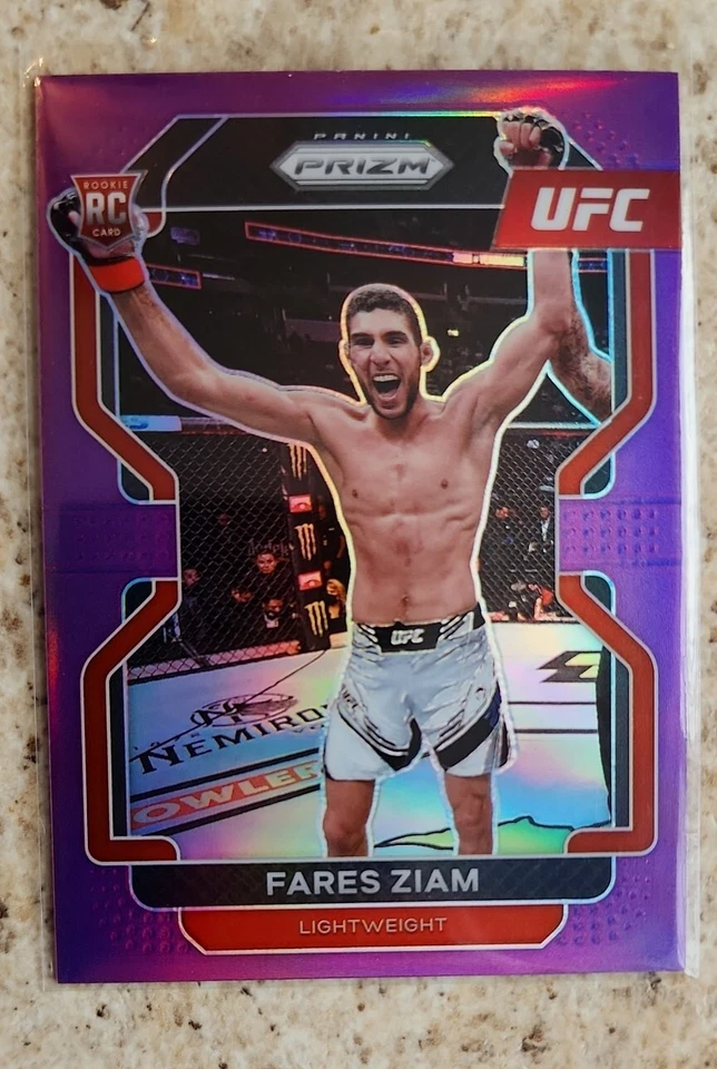 2022 /149 PANINI PRIZM UFC PURPLE SILVER ROOKIE RC FARES ZIAM #143 PARALLEL SP - Image 1 of 4