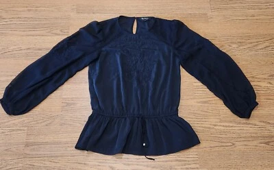 Juicy Couture Y2K вышитый шелк блузка чистый богемное размер средний черный - Изображение 1 из 4