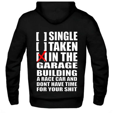 SUDADERA CON CAPUCHA ÚNICA TOMADA EN EL GARAJE CONSTRUYENDO UN COCHE DE CARRERAS NO TIENES TIEMPO NUEVA Foto 1 de 2