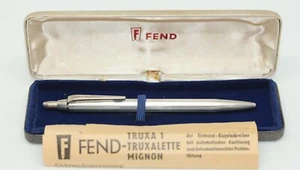 Mid 20th Century 900 Silver German FEND Ballpoint Pen in Case with instructions - Picture 1 of 11