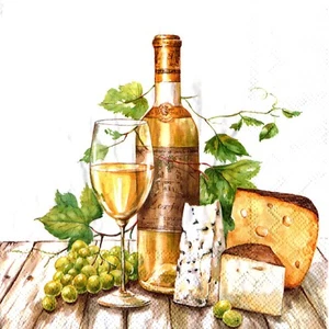 Serviettes en papier fromage vin raisin. Paper napkins cheese wine grapes - Picture 1 of 1