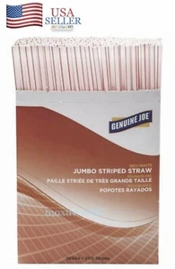 500 Pieces Plastic Disposable Straws Jumbo Box Party Pack Red & White 7.75” - Picture 1 of 6