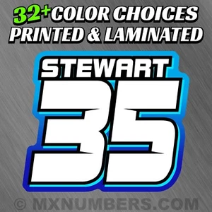 3 calcomanías adhesivas de color de carrera con placa de identificación de número de motocicleta MX ATV SX BMX bicicleta kart - Imagen 1 de 15