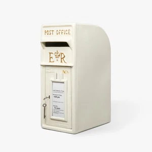 Post Box ER Royal Mail Design Ivory Cast Iron Wall Mounted Mailbox with Lock - Picture 1 of 21