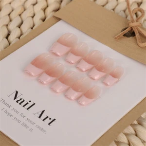10PCS Handmade Fake Nail Blooming French Tips Coffin Press on Nails for Nail Art - Picture 1 of 8