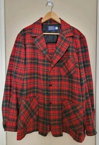 Vintage PENDLETON kariertes Herren 49er Woll Sakko Blazer Chore Mantel Gr. L 60er 70er LESEN - Bild 1 von 12