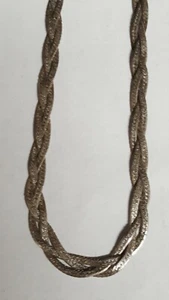 Sterling Silver Triple Strand Diamond Cut Herringbone Braided Necklace Italy 18" - Bild 1 von 4