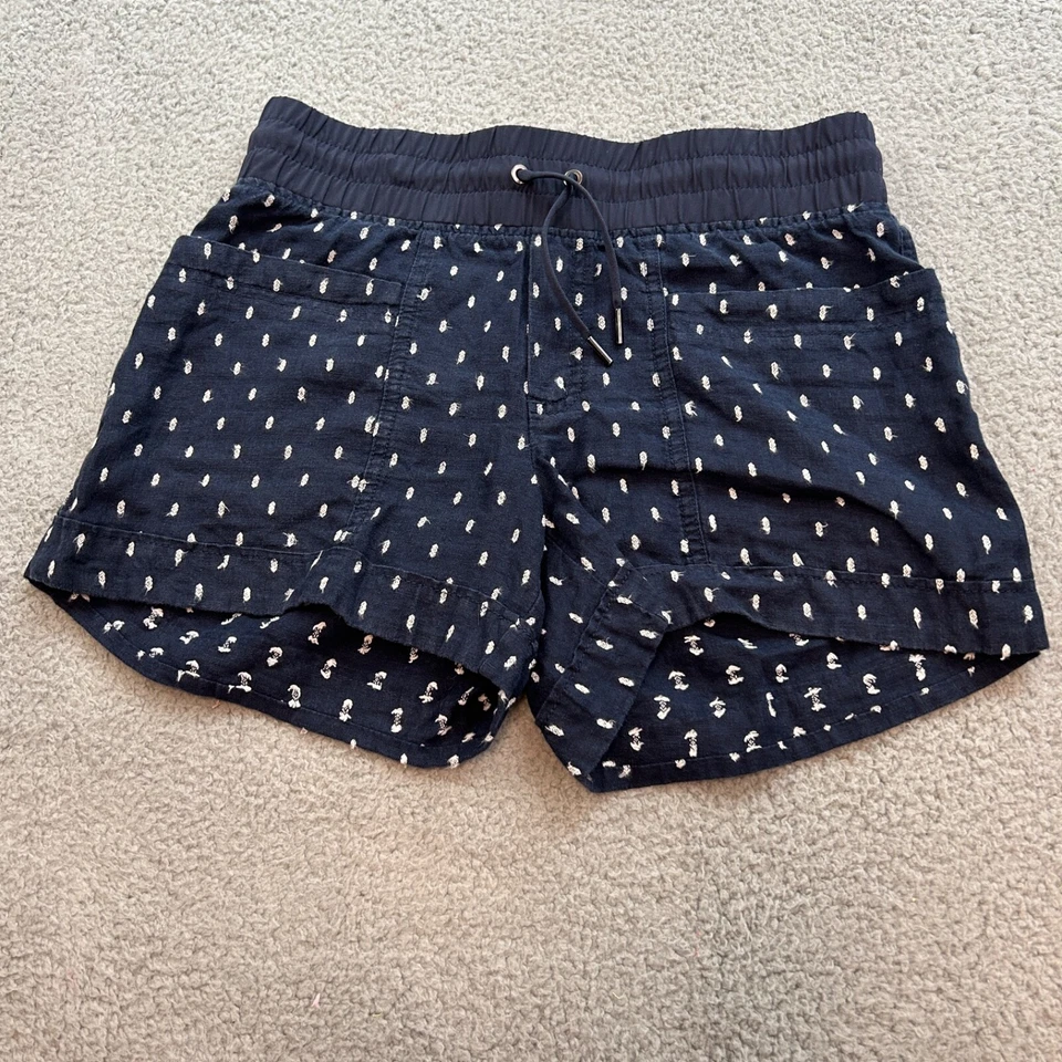 Pantalones Cortos Athleta Para Mujer 4 Azul Cabo Tide Lino 4" Entrepierna Estampado Diamante Foto 1 de 4