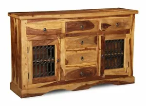 SOLID SHEESHAM WOOD 2 DOOR LARGE SIDEBOARD NEW INDIAN FURNITURE - Picture 1 of 4
