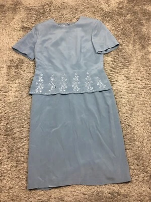 Talbots Pure Silk Dress Womens Size 4 Blue Short Sleeve Long VTG - Image 1 of 4