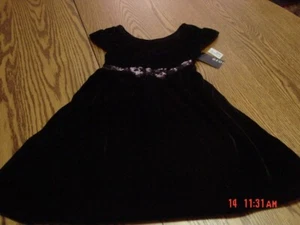 Girls Black Velour Holiday Dress by George - Picture 1 of 4