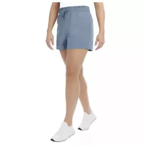 Danskin Ladies' Paperbag Short, Size L, Color Blue Gray, Pockets, 4 Inch Inseam. - Picture 1 of 4