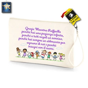 POCHETTE PERSONALIZZATA MAESTRA SCUOLA INFANZIA REGALO DI CLASSE NATALE FINE ANN - Picture 1 of 1