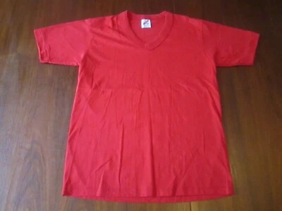 Camiseta vintage JERZEES 50/50 roja en blanco cuello en V talla pequeña EE. UU. puntada única nueva de Lote Antiguo Foto 1 de 4