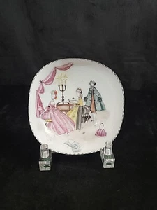 Vintage MCM Austrian Steinbock Enamel Bowl Victorian Ladies W/ Piano - Picture 1 of 12