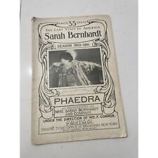 Sarah Bernhardt Signed Phaedra Theatre Program Broadway NYC 1910 Actress