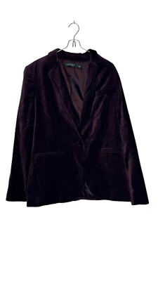 Chaqueta Blazer Lauren Ralph Lauren Mujer Terciopelo 1 Botón Línea Ventilación Única Negra 8 Foto 1 de 4