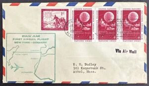 UN 1963 1st Flight Air Mail Cover Pan Am NY to Conakry International Relief Post - Picture 1 of 2