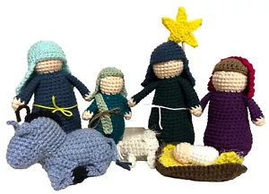 Set Natività Uncinetto Artigianale Amigurumi Regalo Natale-lotto 7-Maria Giuseppe Gesù - Foto 1 di 11
