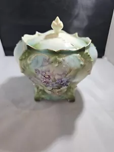 Antiguo tarro galletas RS Prusia flores de lavanda - Imagen 1 de 12