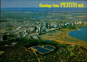 Perth Aerial View Postcard. Western Australia Vintage 70s 80s Old Card - Picture 1 of 2