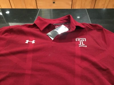 WOMEN'S UNDER ARMOUR SHORT SLEEVE TEMPLE OWLS POLO SHIRT ON FIELD CHERRY M NWT - Image 1 of 3