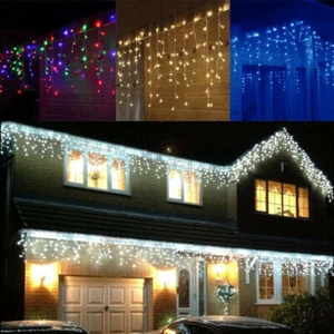 13-130FT LED Icicle Lights Fairy String Curtain Light Christmas Xmas Party Decor - Picture 1 of 21