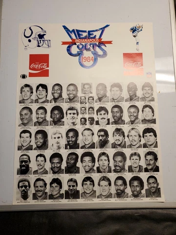 1984 INDIANAPOLIS COLTS Poster / Meet The Colts / Coca Cola Cover