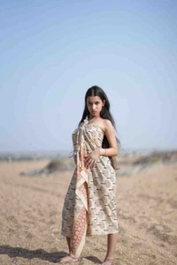 Sarong de mano indio, pareo, bufanda con estampado de bloques, pareo de playa de verano, tamaño 44x72 pulgadas - Imagen 1 de 6