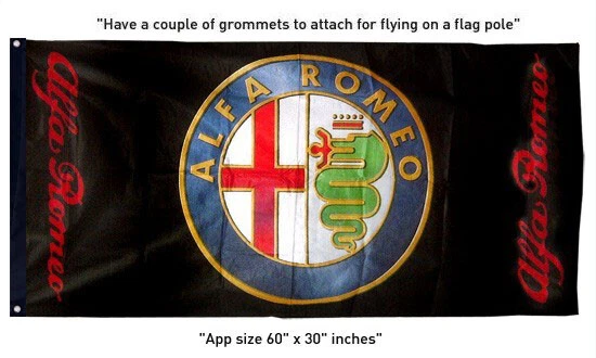 NEW ALFA ROMEO LOGO BLACK FLAG BANNER SIGN 3X5 FEET MITO BRERA - Image 1 of 1