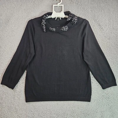 Suéter Top Talbots Mujer Grande Tejido Manga Larga Negro Elegancia - L Foto 1 de 4